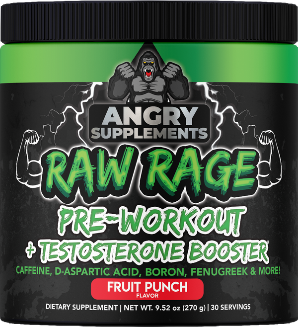 Raw Rage Pre-Workout + Test Booster Drink Powder, Fruit Punch Flavor ...