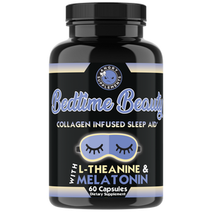 Bedtime Beauty, Collagen Infused Night Time Sleep Aid, All Natural Pills with L-Theanine, Melatonin, Magnesium & Hyaluronic Acid